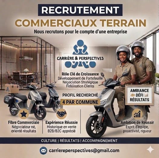 Offre d'emploi : COMMERCIAUX MOTORISÉS chez Carriere et perspectives