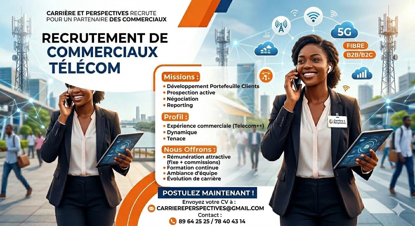 Offre d'emploi : commerciaux pour le secteur des Télécoms chez Carrière et Perspectives