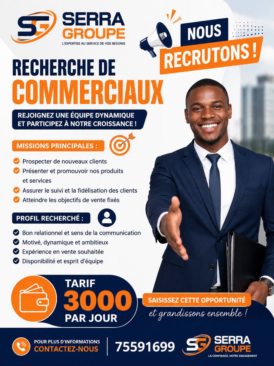 Offre d'emploi : COMMERCIAUX  chez SERRA GROUPE