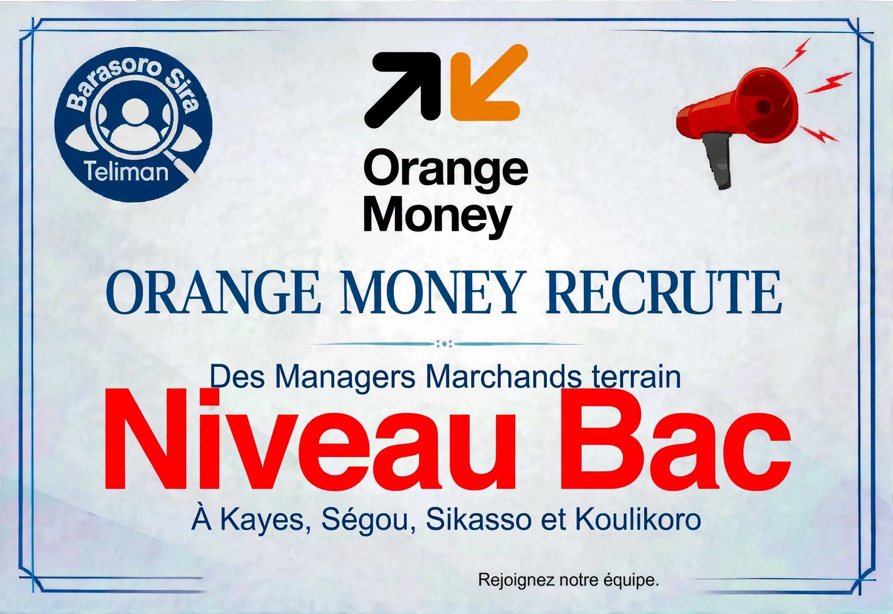 Offre d'emploi : 𝗠𝗮𝗻𝗮𝗴𝗲𝗿𝘀 𝗠𝗮𝗿𝗰𝗵𝗮𝗻𝗱𝘀 𝗧𝗲𝗿𝗿𝗮𝗶𝗻 chez  𝗢𝗥𝗔𝗡𝗚𝗘 𝗠𝗢𝗡𝗘𝗬