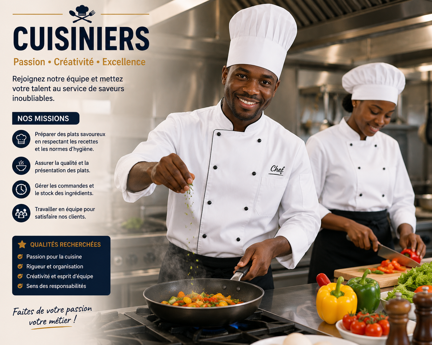 Offre d'emploi : Cuisiniers  chez Restaurant Magnambougou