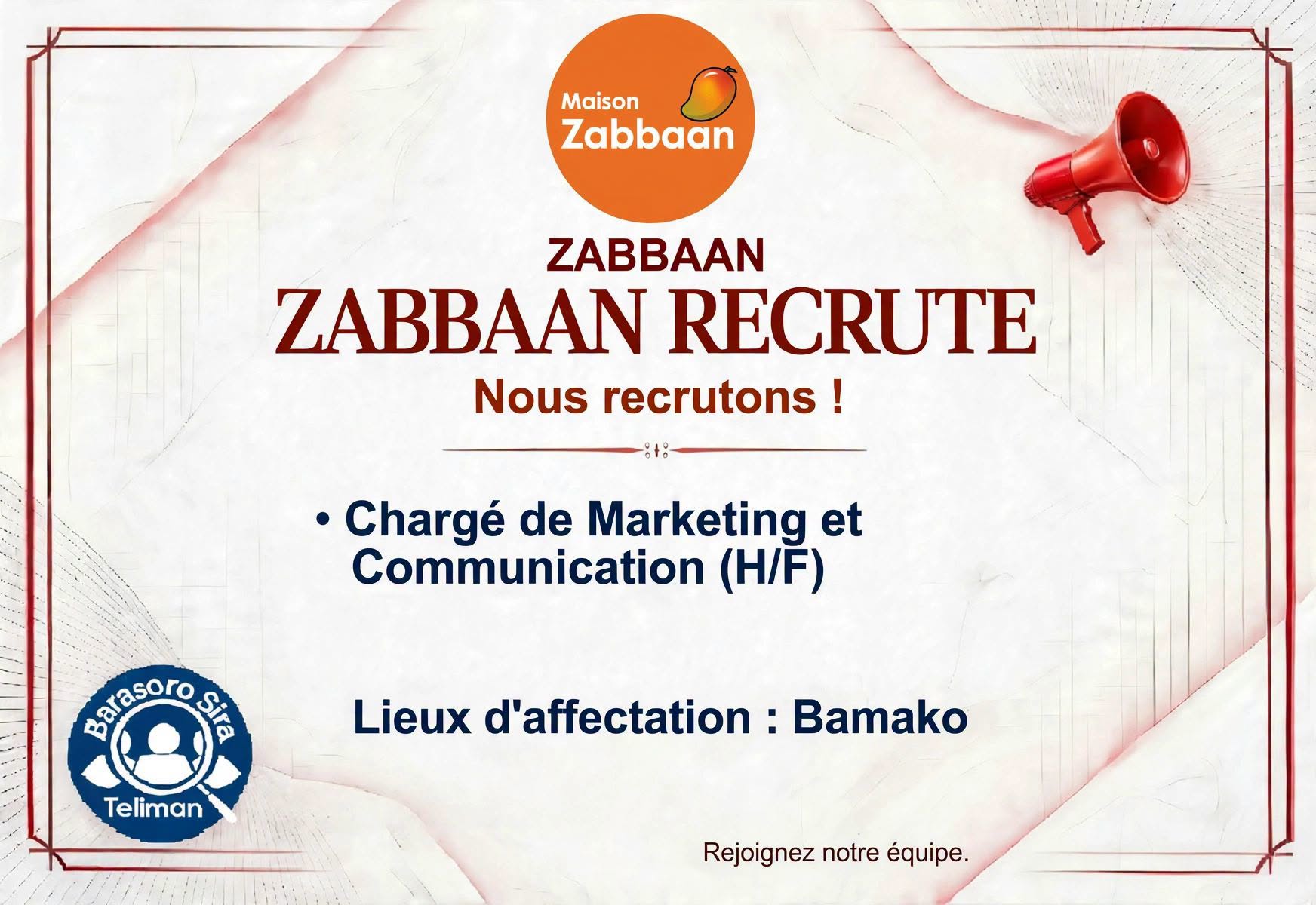 Offre d'emploi : 📌 Marketing & communication chez  𝗭𝗮𝗯𝗯𝗮𝗮𝗻