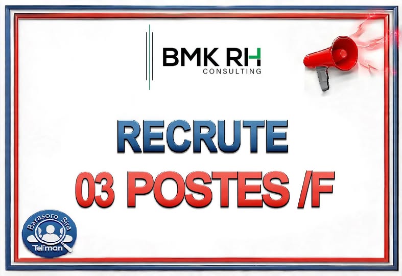 Offre d'emploi : RESPONSABLE COMMERCIAL H/F, COMMERCIAL SENIOR TERRAIN H/F, VIDÉASTE – GRAPHISTE H/F   chez BMK RH