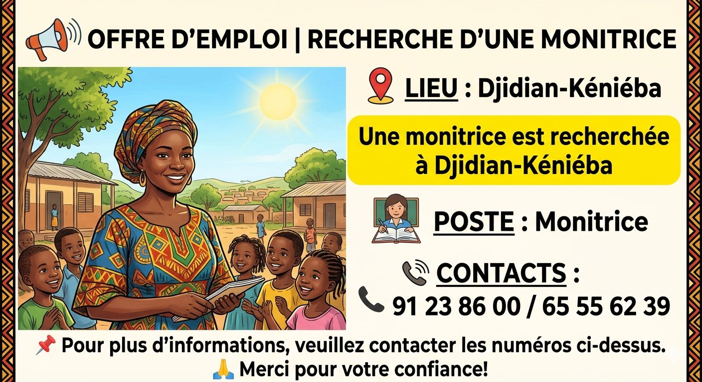 Offre d'emploi : Monitrice chez UN ENTREPRISE